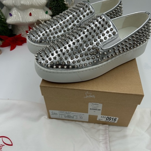Men\'s Christian Louboutin roller boat spike slip on sneakers size 42 made Italy main image 5